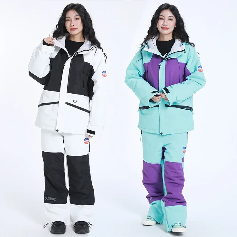 

2024 Winter Jacket Pants Mountain Man Ski Sets Warm-up Women Snow Suits Windproof Female Snowboard Tracksuits Snowmobile Clothes