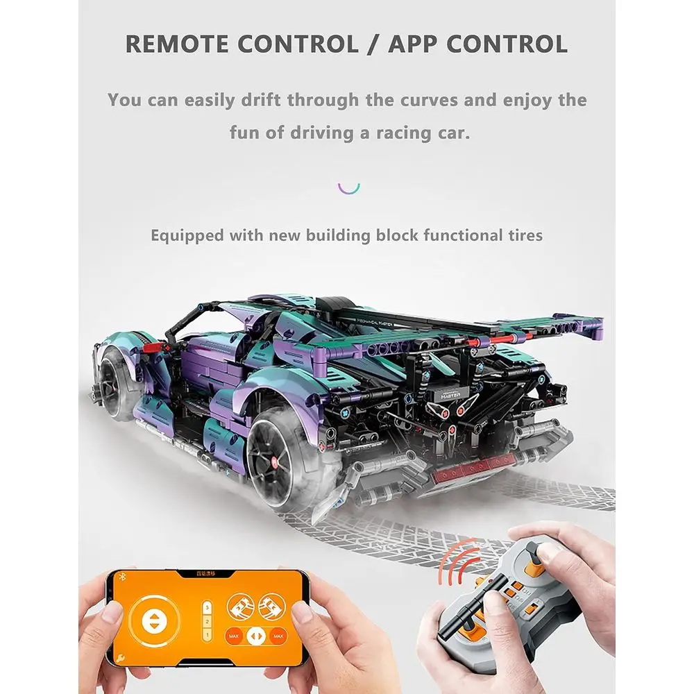 1:10 Scale Apollo IE Hypercar Building Kit for Adults, Remote Control Drifting Model with 5 Motors (2443 Pieces)