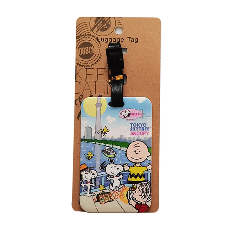 Snoopy Fashion Luggage Tags Fashion Portable Men Women Travel Accessories Baggage Label Name ID Address Holder Card Cover