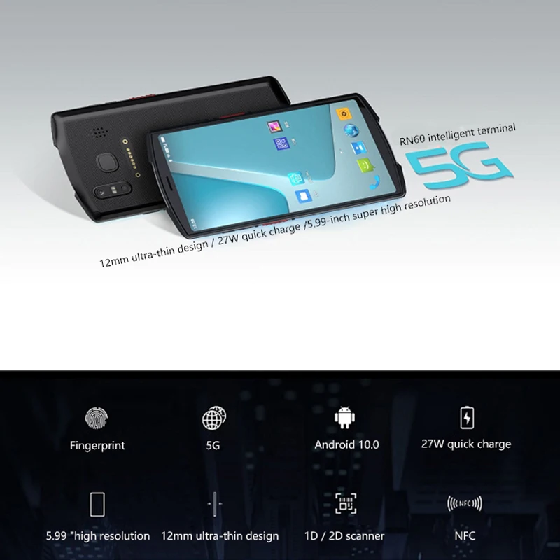 Rugged Mobile Termina Android 10.0 OS GSM 6G+128G 5G WWAN  Warehouse Inventory Industrial Handheld PDA Terminal