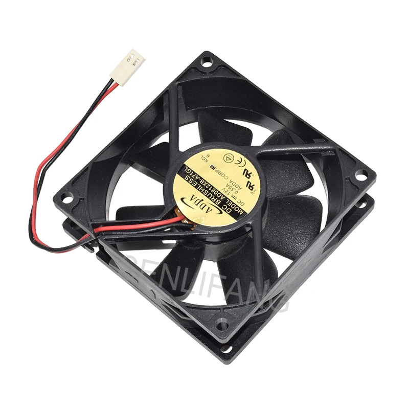 For ADDA AD0812XB-A71GL 8CM 8025 80*80*25mm DC12V 0.55A Two Pins Sqaure Cooling Fan