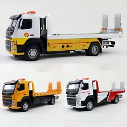1/50 Volvo Car Trailer Tow Platform Truck Toy Car Diecast modello di veicolo tirare indietro suono e luce collezione educativa regalo Kid
