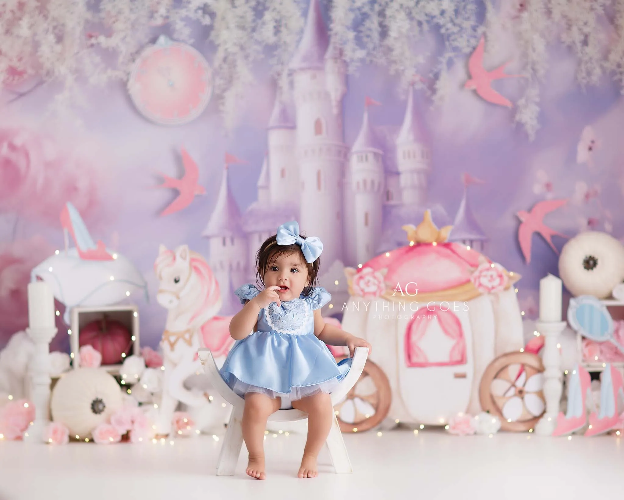 Unicorn Castle Cake Smash Backdrops Kids Baby Cake Smash Birthday Props Child Girl Photocall Decors Background