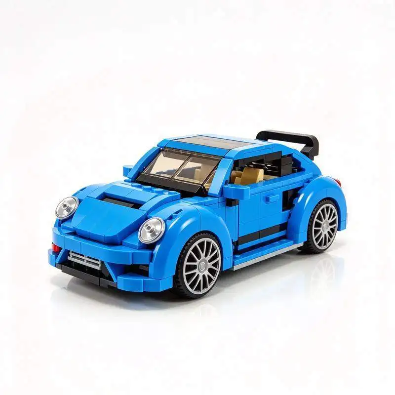 900PCS MOC Retro Round Headlight Compact Coupe Building Blocks Model DIY Assembly Classic Bubble Car Vehicle Gift Collection