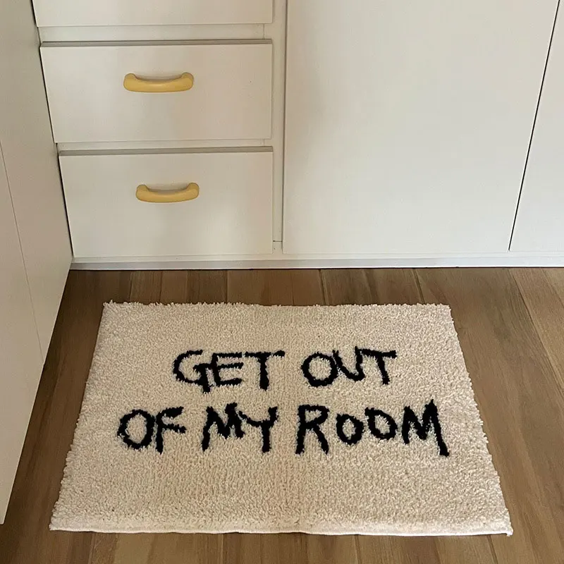 Tufted Letter Rugs for Bedroom Bedside Soft Plush Entrance Door Mat Simple Style Anti Slip Living Room Carpet Area Rug Decor