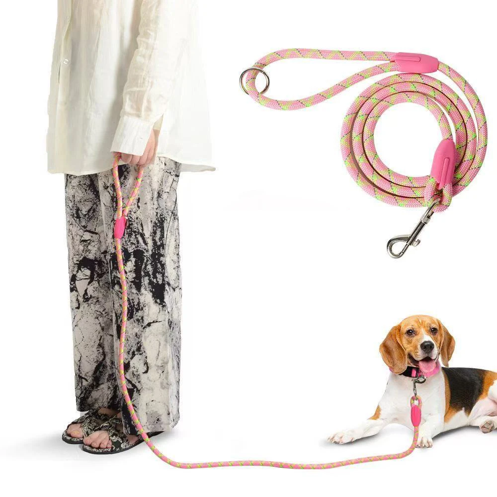Correa para perros de 150cm de longitud, suministros para mascotas de verano, nuevo producto transfronterizo, correa reflectante nocturna de poliéster para perros, collar para perros