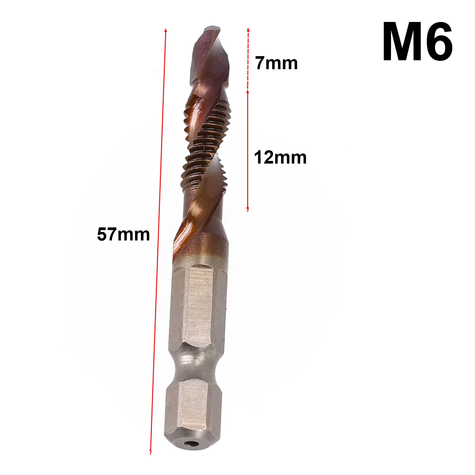 1PC HSS Tap Drill Bit Set Hex Shank Hole Tapping Chamfering Thread Bit Screw Machine Compound Tap M5 M6 M8 M10 Hand Tools