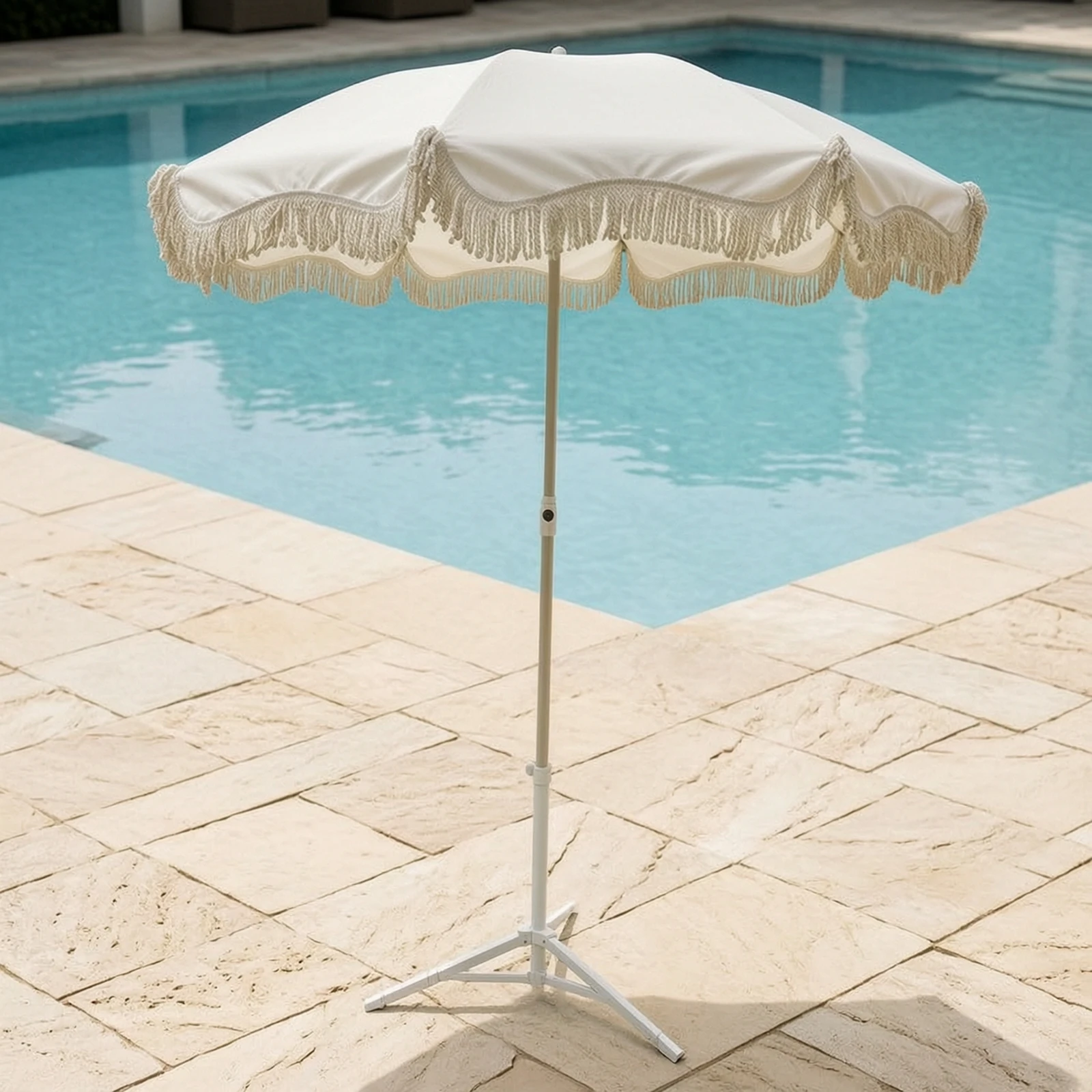 Patio Umbrella with Tassels Tassel Sunshade with Tassels Fringe Umbrella Vintage UPF50+ for Garden, Poolside