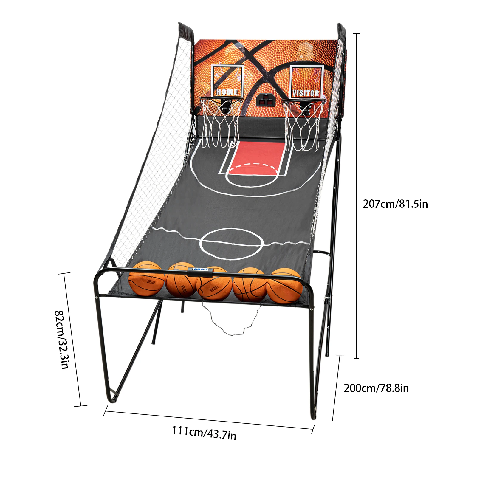 Universal Dual-shot Basketball Arcade 8 Modes Sensor Scoring W/5 Balls Complete Accessories Foldable Electronic LED Scoreboard