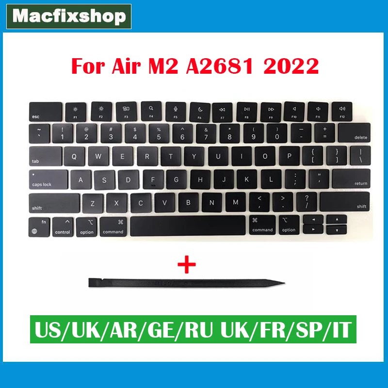 

US UK AR GE RU FR SP IT Laptop A2681 Keys Cap 2022 Year For Macbook Air Retina 13.6 Inch M2 A2681 Keyboard KeyCap EMC 4074