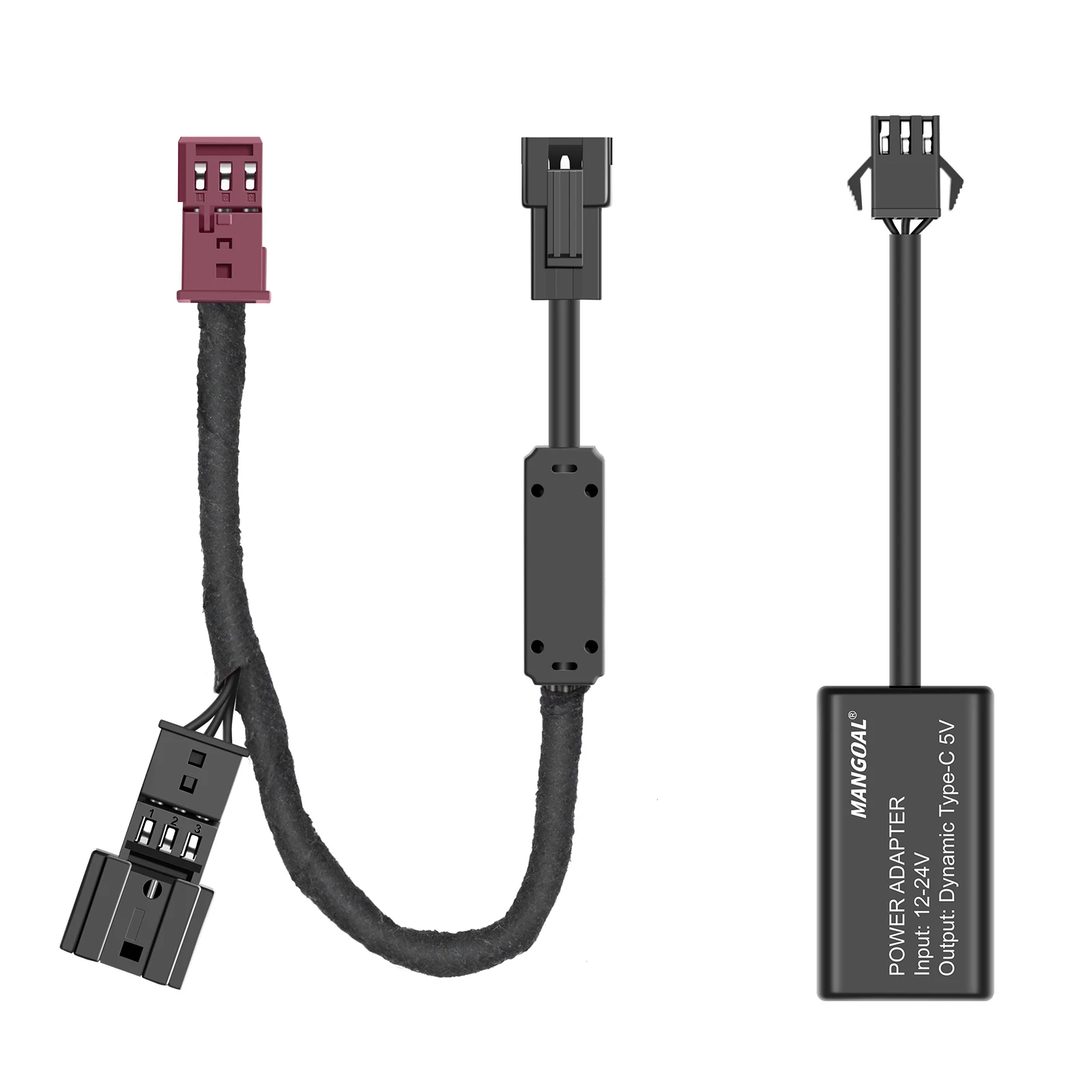 Mangoal Dash Cam Power Adapter For BMW With 3-Pin Rain Sensor Port Mirror Camera Type-C Mini Micro USB Interface Plug and Play