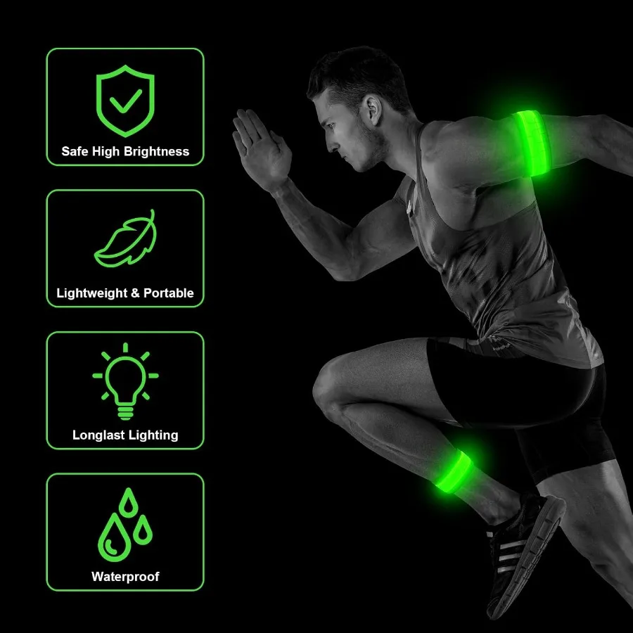 تضيء شارة LED صفعة شارة السلامة للمشي ليلاً LED شارة مضيئة حزام سحري لتشغيل ركوب الدراجات والركض #6