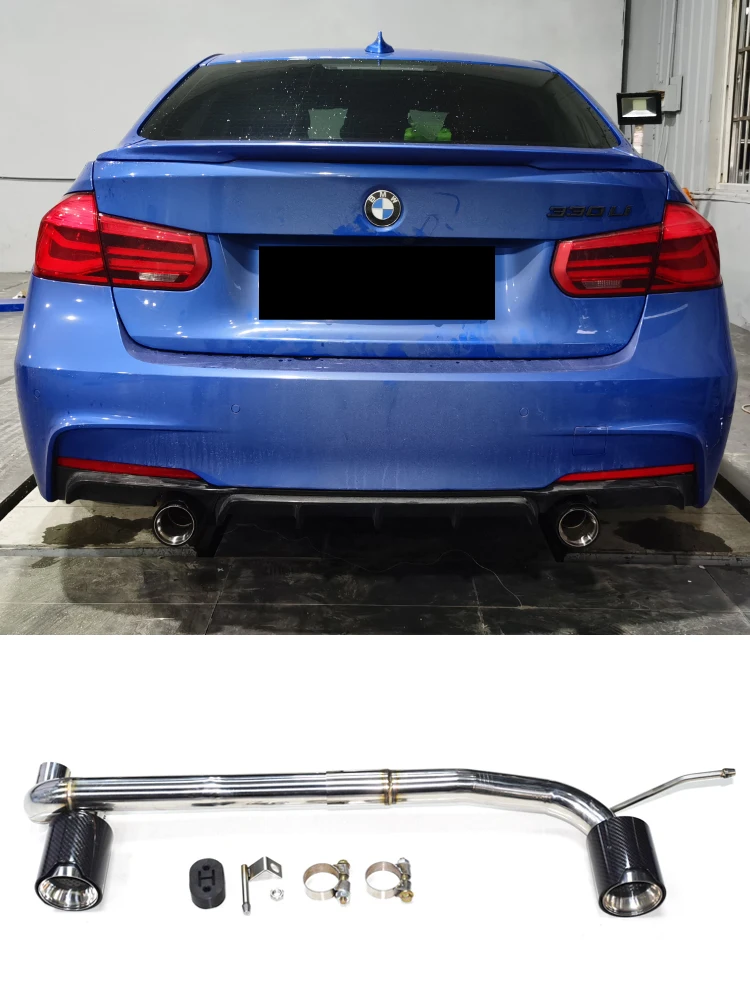 Auto Uitlaat Tip Voor B48 BMW F30 F31 320i 328i 330i M Sport 3 Serie 2017-2019 Rvs Dual uitlaatpijp Uitlaat Tip - afbeelding 2