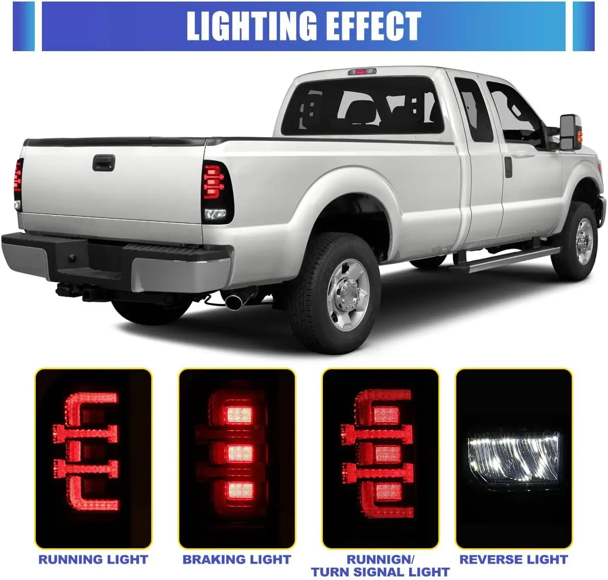 مجموعة المصابيح الخلفية الخلفية تناسب فورد F-250/F-350/F-450 سوبر ديوتي 2008-2016 ماتي الأسود الإسكان الدخان عدسة استبدال مصابيح الذيل