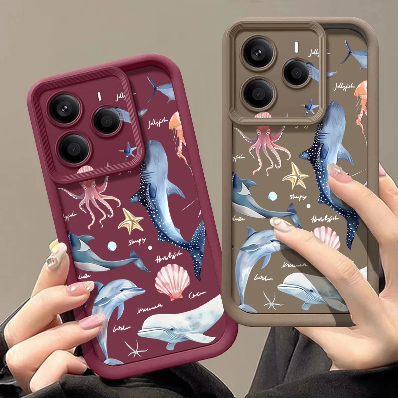 Cute Dolphin Patterned Soft Case For Xiaomi Redmi Note 15 14 13 12 Pro 4G Note 13 14 Pro Plus 15 5G 11 Pro 13C TPU Phone Cover view 4