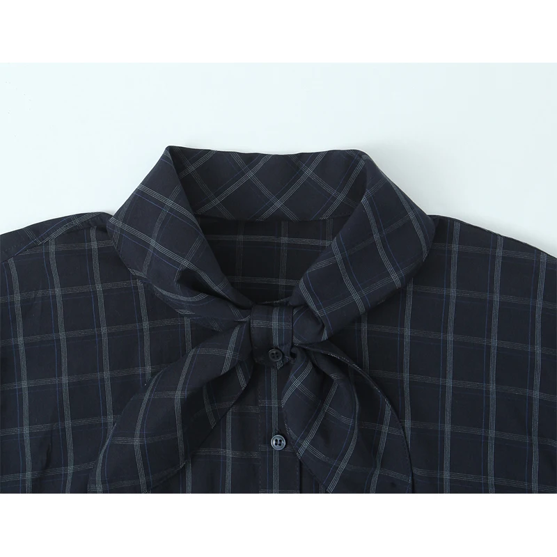 Damenhemden und Tops 2025, neue Mode, kariert, elegante Damenhemden, schicker Schalkragen, Jugend, langärmelig, Herbstblusen