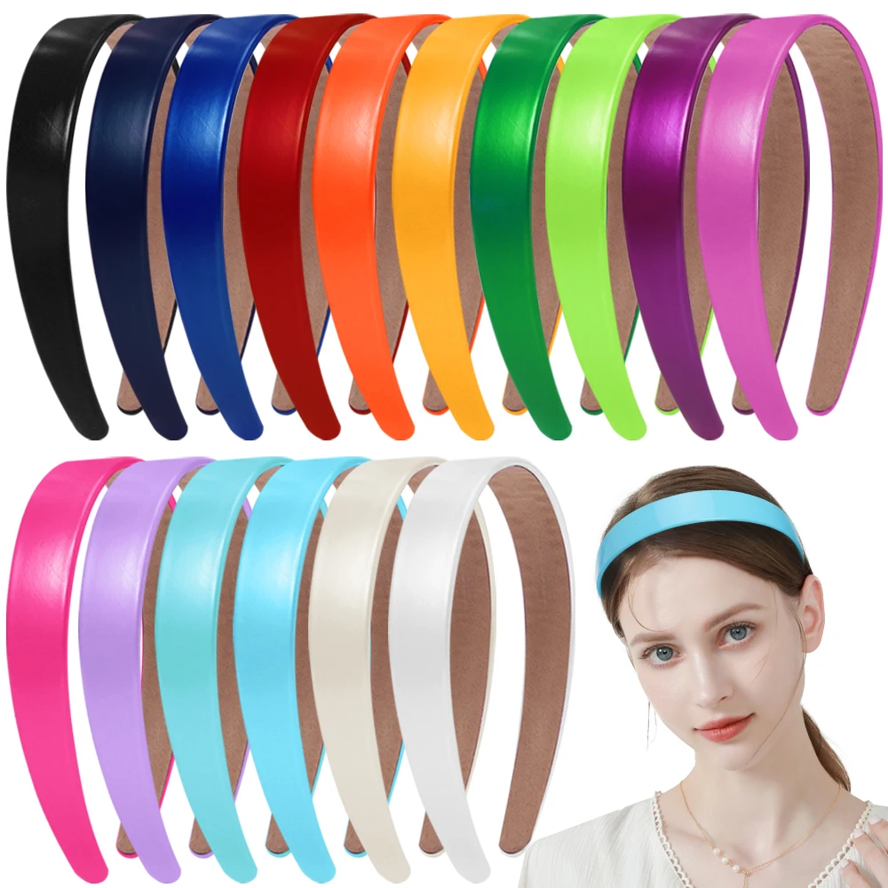 

2023 New Vintage Satin Headband French Solid Color Simple Wide Face Wash Hair Band Korean Leisure Style Top One Hair Accessories