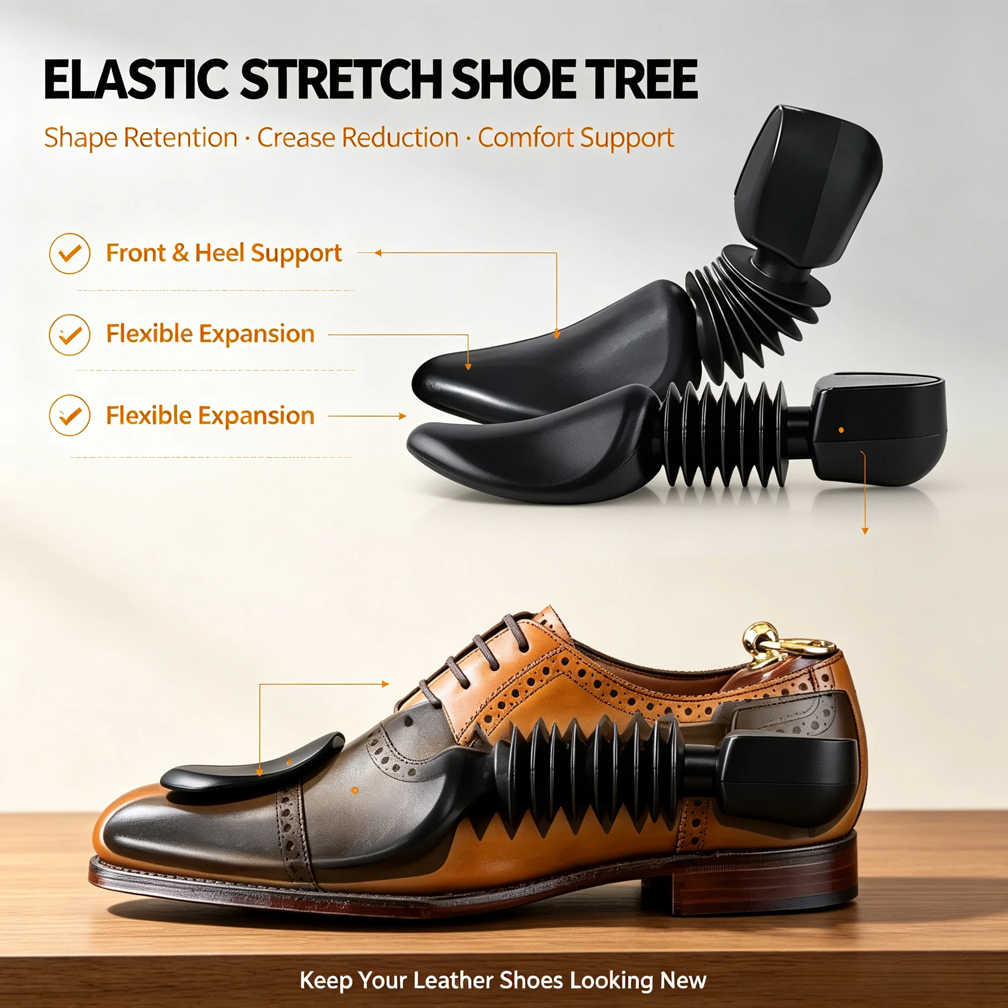 Spring Shoe Tree with Adjustable Length, Plastic Shoe Support To Keep Shape, Reduce Creases for Sneakers Leather Shoes 2/4/6Pcs