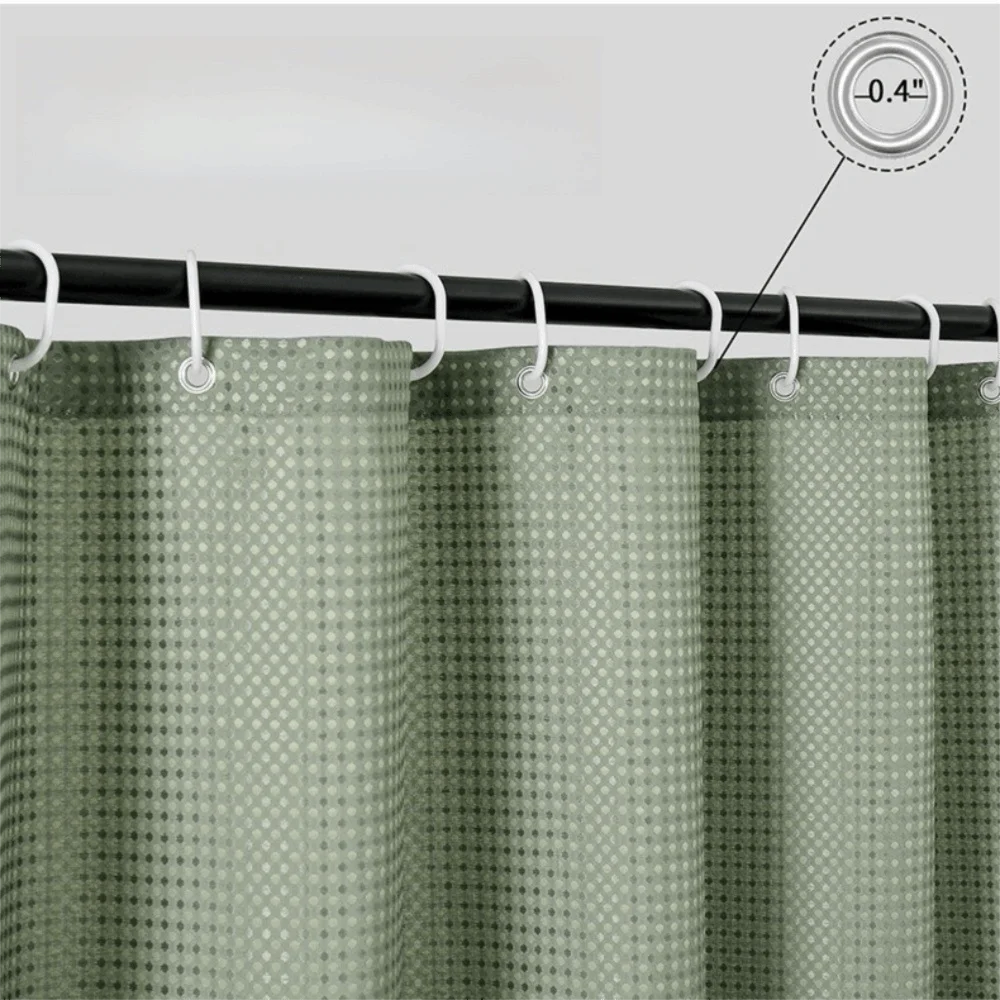 New Waffle Weave Shower Curtain Solid Color Mildew-Proof Shading Curtain Quick-Dry with Hooks Partition Curtain Bathroom Supply
