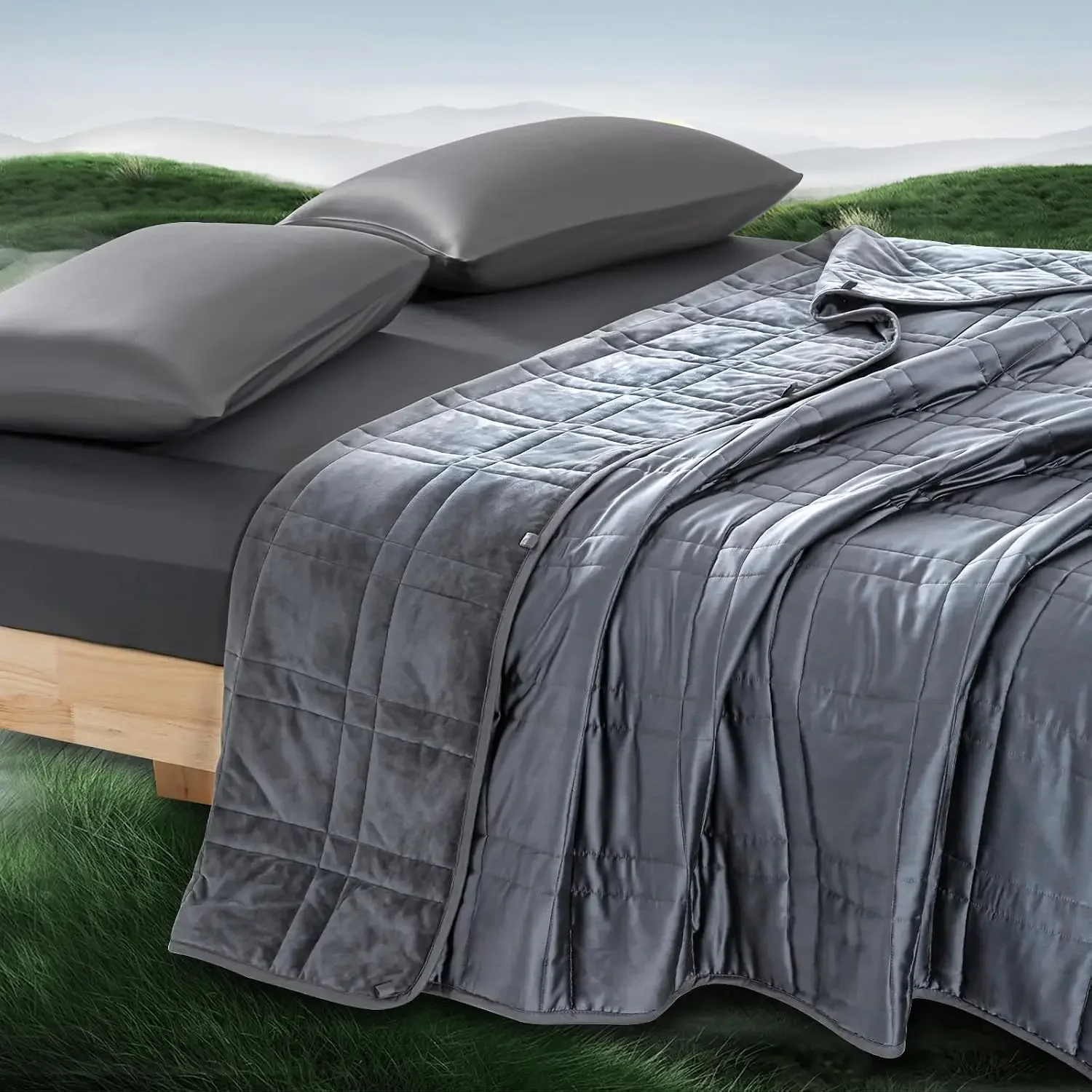 King Size Weighted Blanket 20lbs(88''x104'', Double-Sided), Reversible Weighted Blanket with Warm Short Plush and Cool Tencel