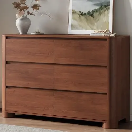 Walnut Dresser for Bedroom with 6 Drawers, 47