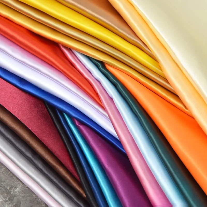 High Density Red Color Ding High Gloss Fabric Smooth Silk Lining for Dress Decoration Thickening Dense Fabric for Home Textiles