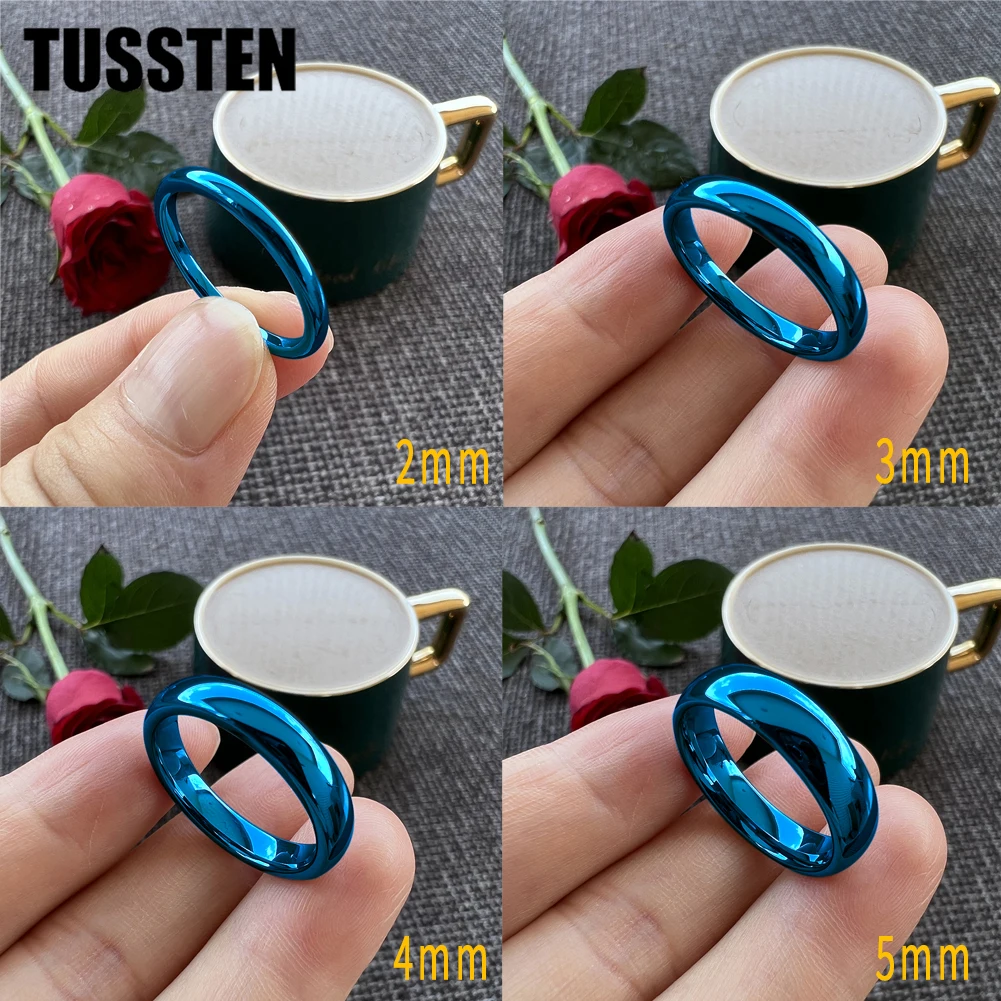 TUSSTEN 2-10MM Tungsten Carbide Ring Men Women Wedding Band Domed Polished Finish Comfortable Fit