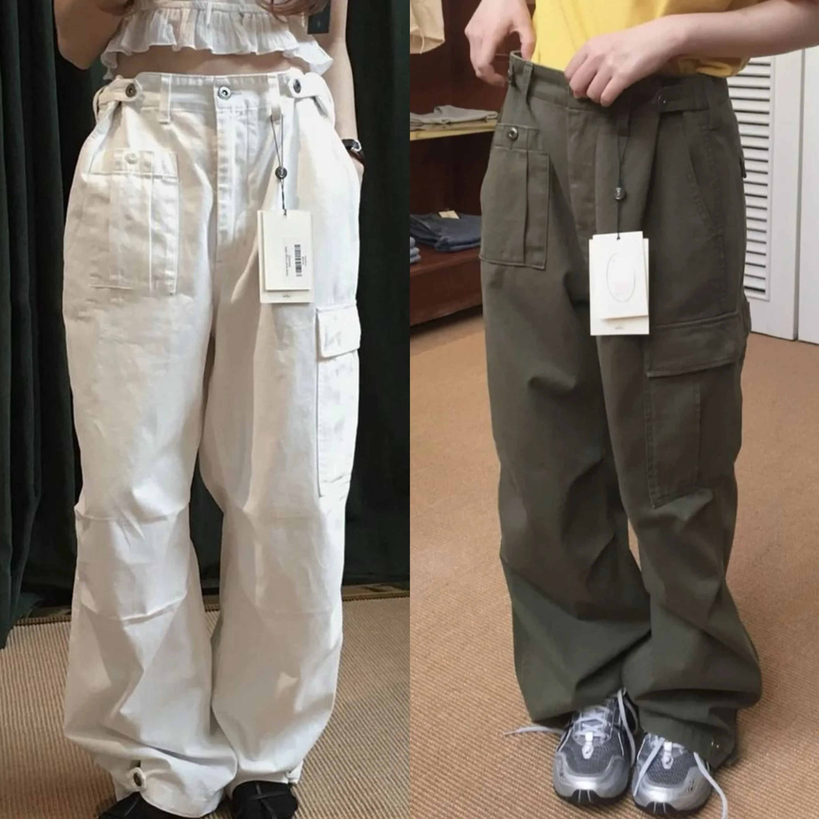 

Регулируемые однотонные прямые брюки для работы и повседневной носки с высокой талией, асимметричным дизайном, женские брюки для поездок на работу