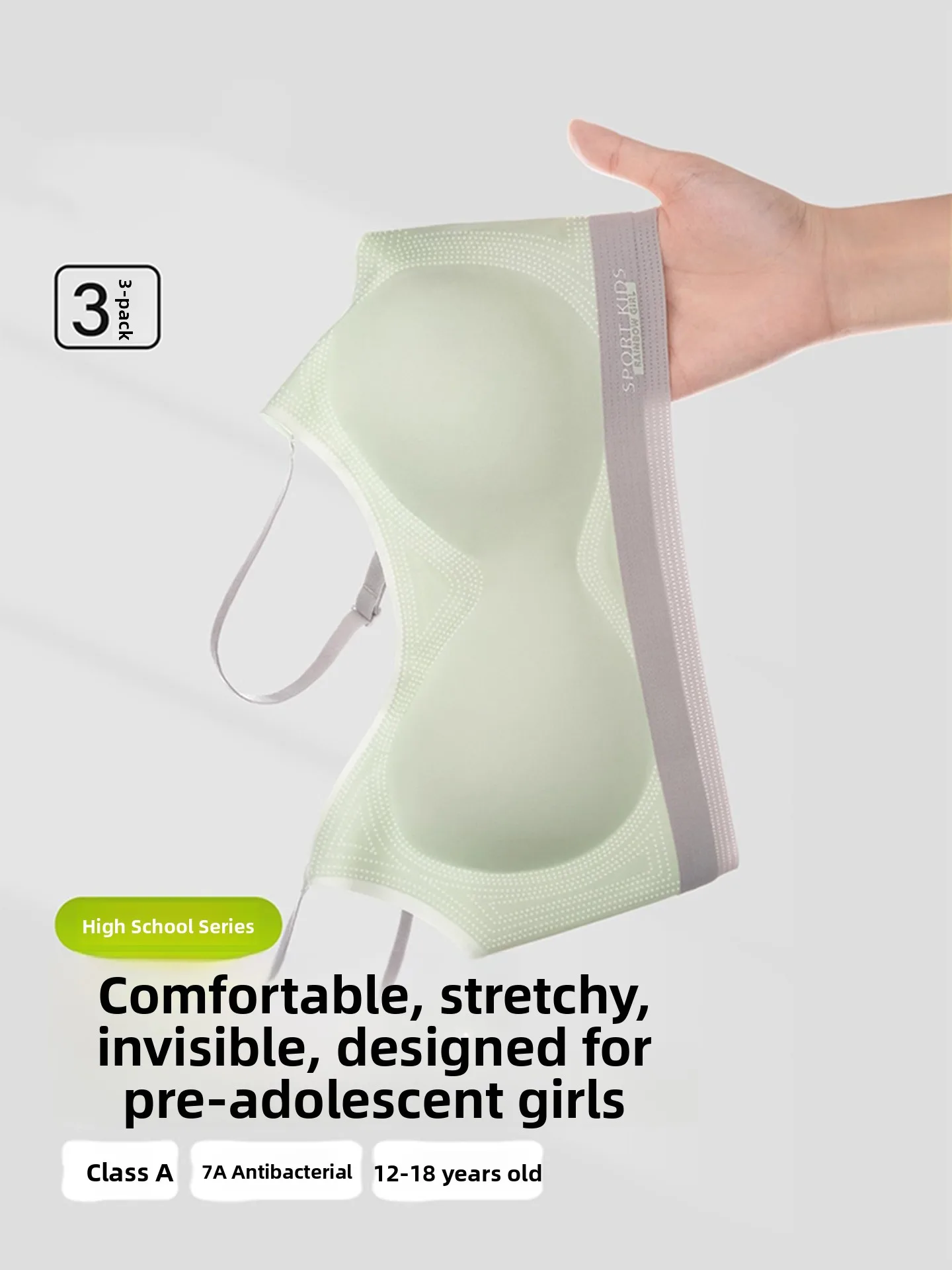 Wireless Seamless Comfortable Sports Bra for Teenage Girls Youth Development No Show Padded Vest Top Nylon Fabric All Season Use