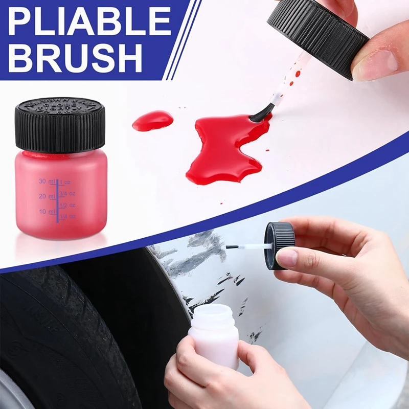 60 Pcs Touch Up Paint Bottles with Applicator Brush and Lids 2 Oz and 1 Oz Liquid Capacity Plastic for Fixing Wall Stone-A51M