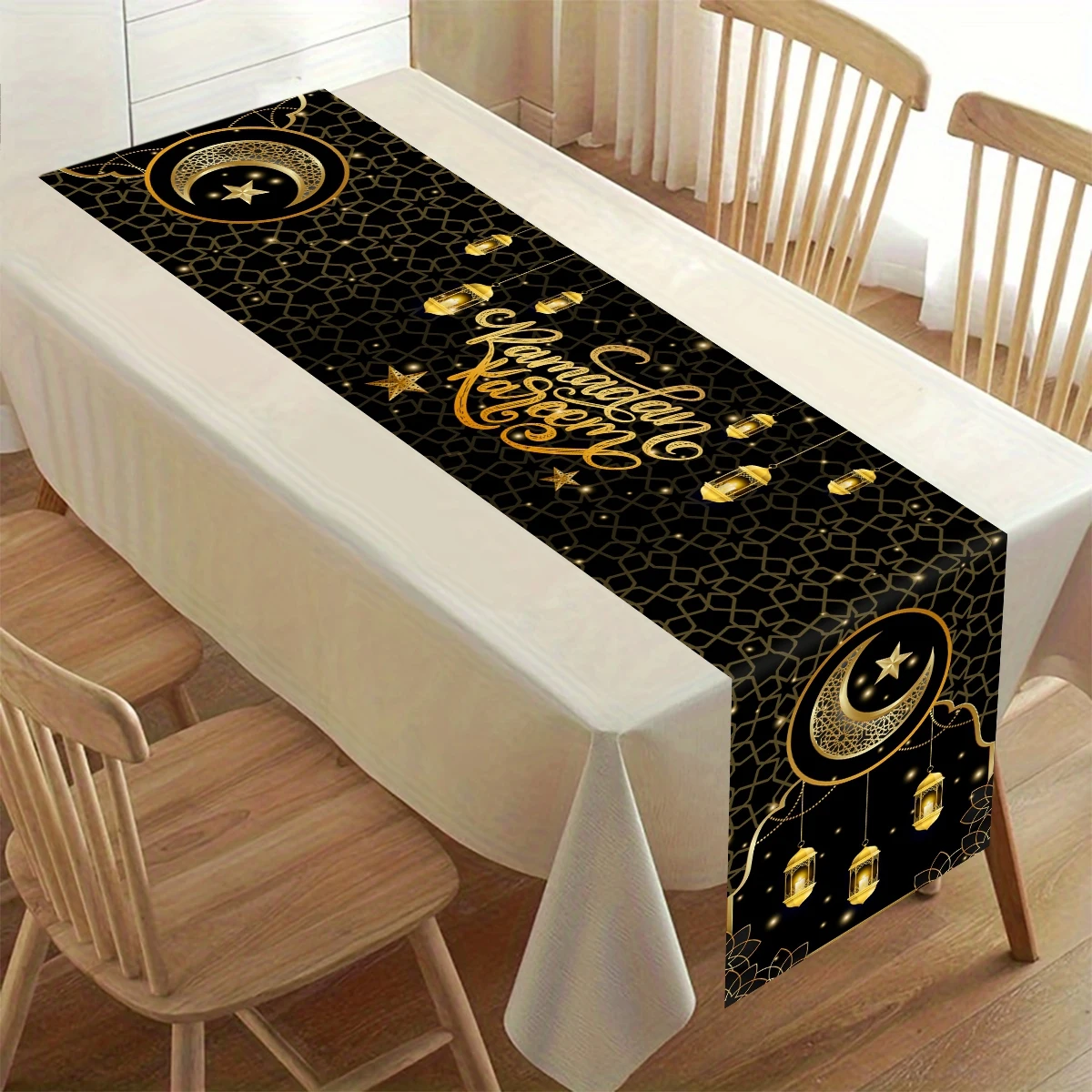 Ramadan Kareem Table Runner Ramadan Decor For Home 2026 Tablecloth Ramadan Kareem Islamic Muslim Party Supplies Eid Al-Fitr Gift