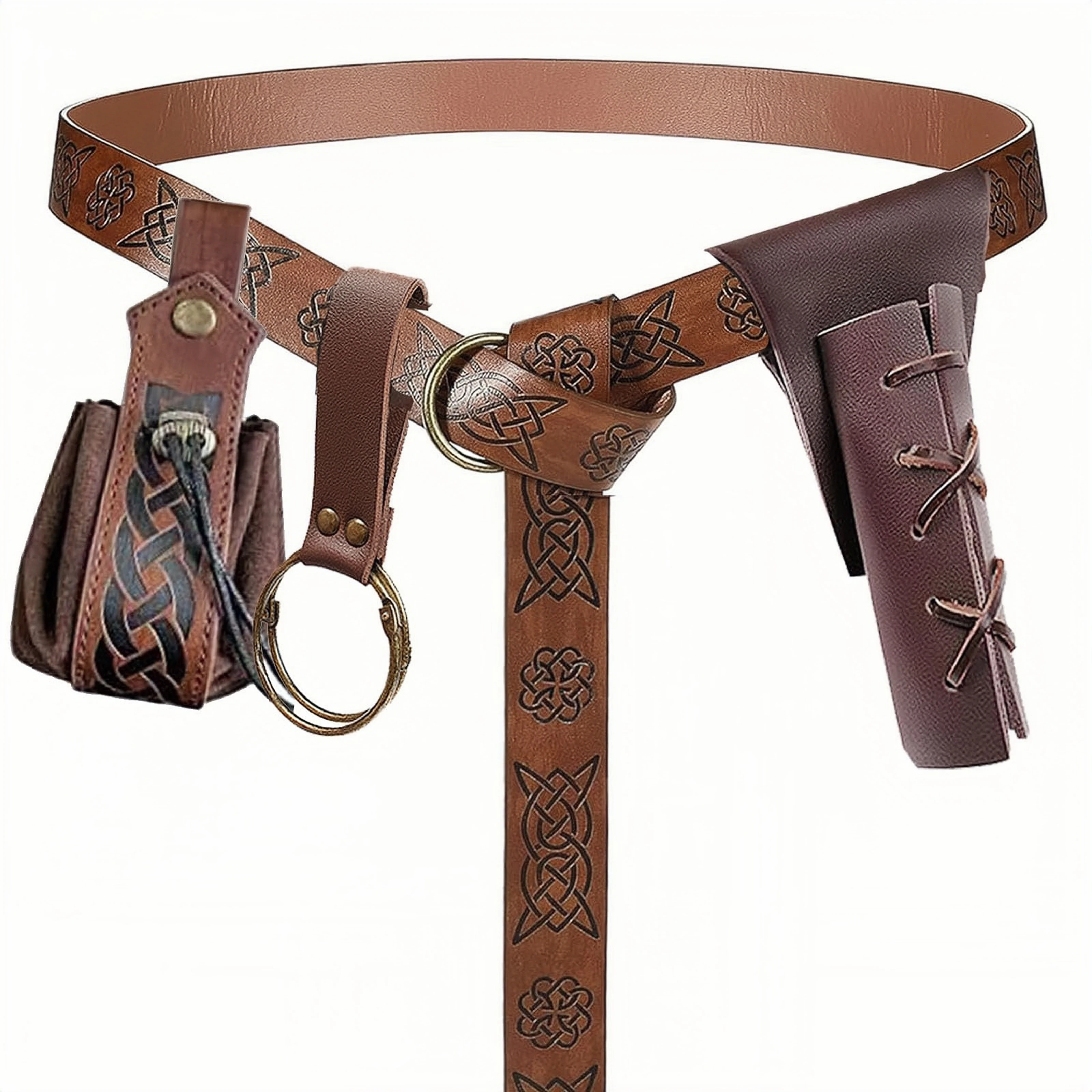 

Medieval Viking Leather Belt Portable Vintage Coin Purse Sword Holster Skirt Clip Renaissance Fairs Costume Accessories
