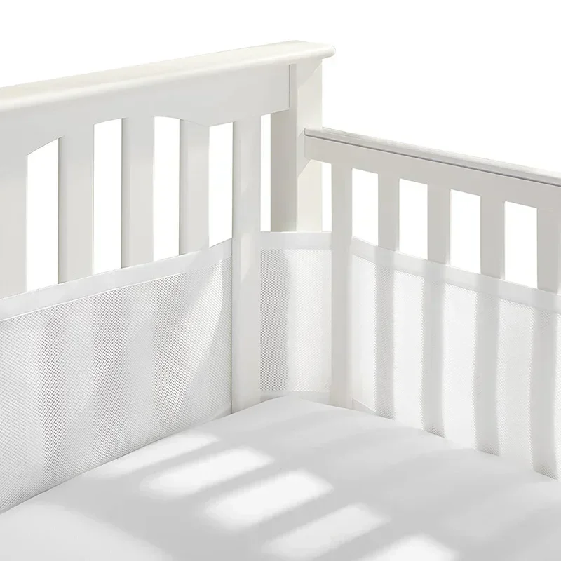 Breathable Mesh Bed Liner 4 Panel Baby Cot Fence Cotton Railing Thicken Bumper One-piece Crib Around Protector Baby Room Decor