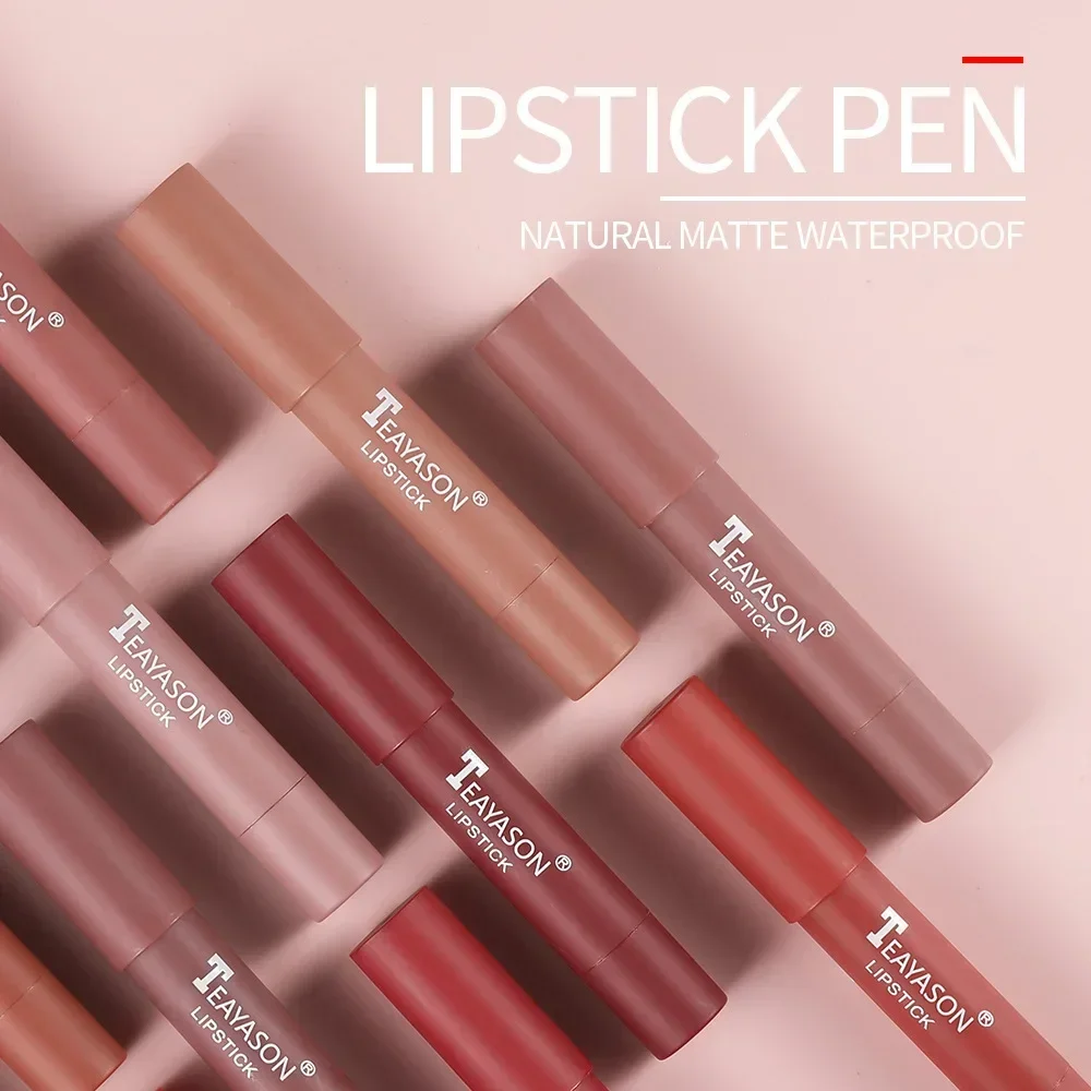 1pc samt matten Lippenstift langlebige Farb wiedergabe Antihaft-Tasse Lippen glasur Lippen Liner Bleistift wasserdichte Frau Kosmetik nackt