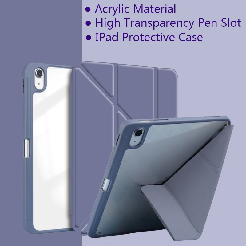 For Ipad 10 2021 Acrylic TPU Y-fold Multifunctional Protective Case For IPad 7 8 9 10.2 Case Tablet Sleeve Pro11 12.9