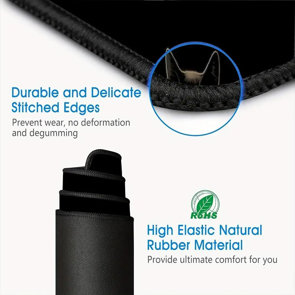 Tappetino per mouse simpatico cartone animato gatto nero Tappetino per tastiera grande Tappetino per mouse da gioco per laptop per ragazze