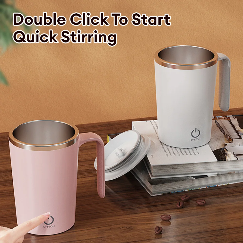 400ml Portable Automatic Mixing Cup Rechargeable Stainless Steel Automatic Self-stirring Mug With Lid Travel Coffee Milk Mug