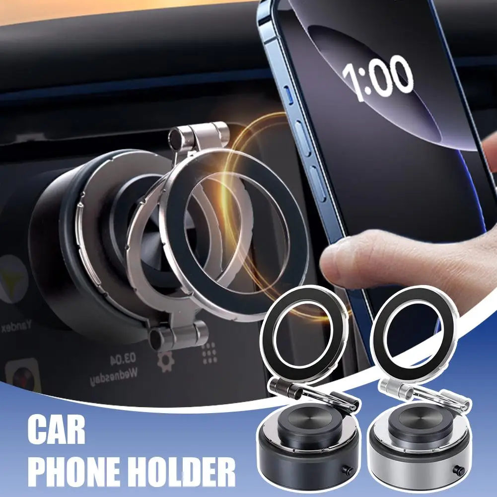 For Magsafe Vacuum Magnetic Car Suction Cup Holder Folding 360° Rotation Ultra Stable Suction Cup Bracket For Car Navigatio T6S3