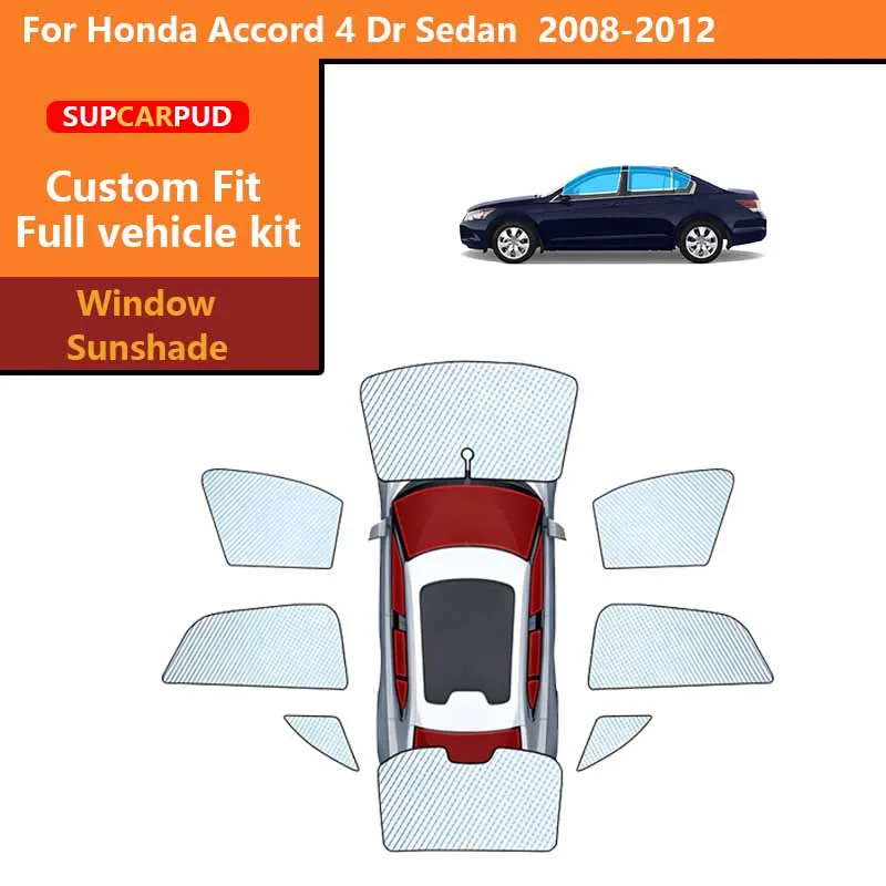 Custom Car Sunshades Privacy Curtain UV Protection For Honda Accord 4 Dr Sedan  2008-2012 Front Rear Side Windows
