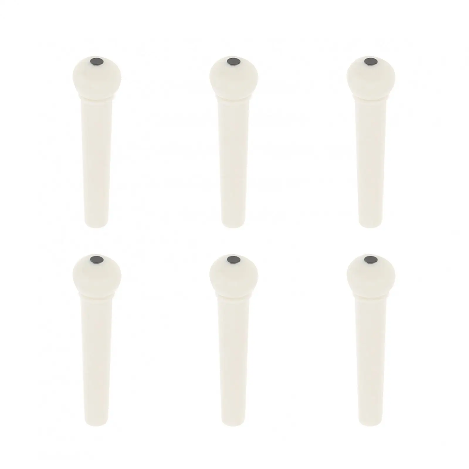 6pcs/lot White ABS Plastic Top Black Dot Acoustic Guitar Bridge Pins, Guitar Pegs Replacement