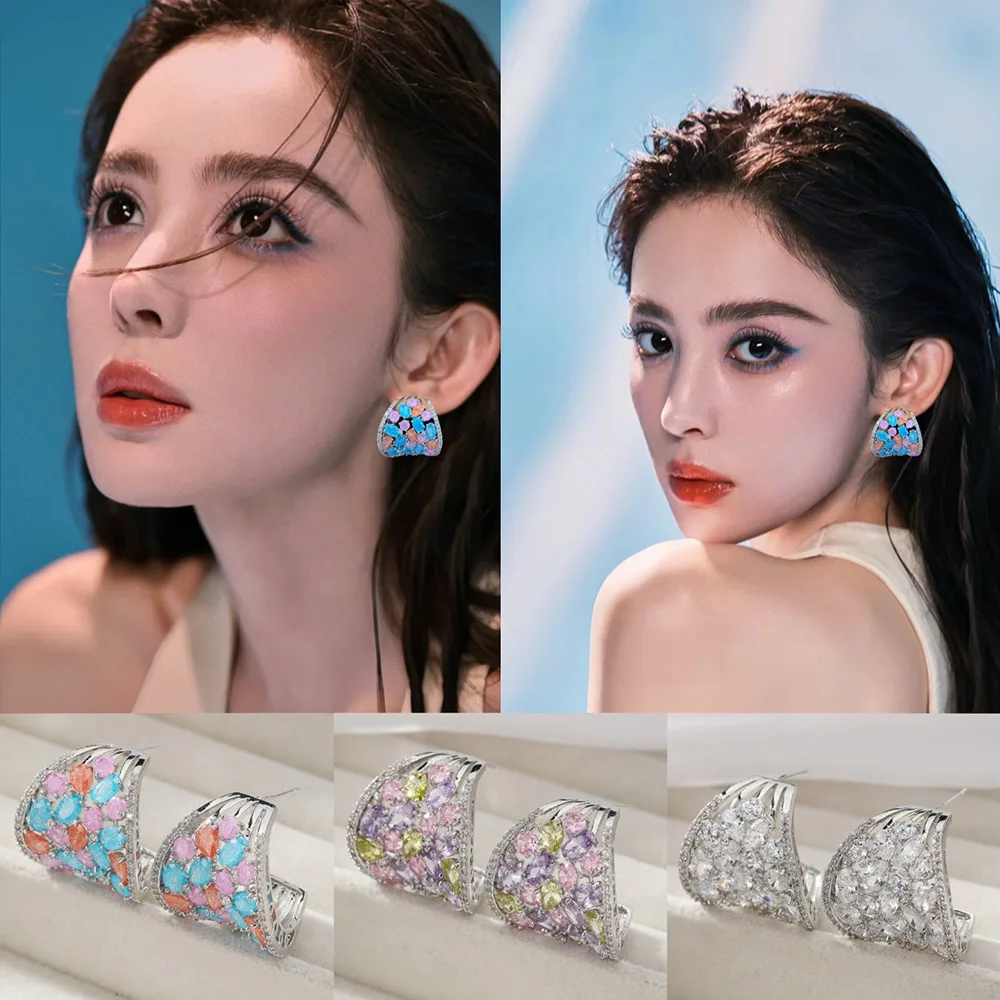 

Missvikki Cute Romantic Earrings INS Style Multicolor Cubic Zirconia Women Wedding Trendy Earrings Bijoux High Quality New