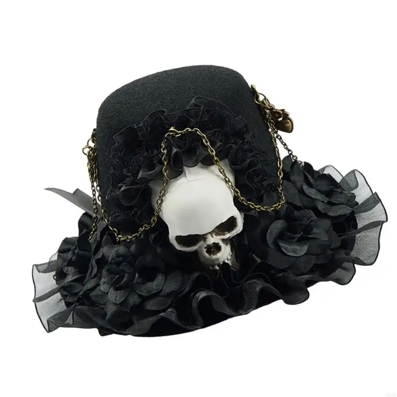 Steampunk Charm Haarnadel mit Rüschenbesatz Detail Gothic Süße Mode Kopfbedeckung Dunkles Haar Zubehör Geschenk Y08E – Detail 5