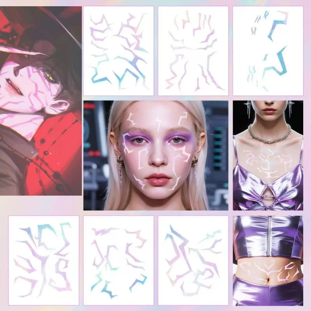 

2025 New 5pcs/set New Laser Kpop Demon Hunters Rumi Kang Temporary Tattoo Sticker Face and Body Tattoo Sticker for Halloween