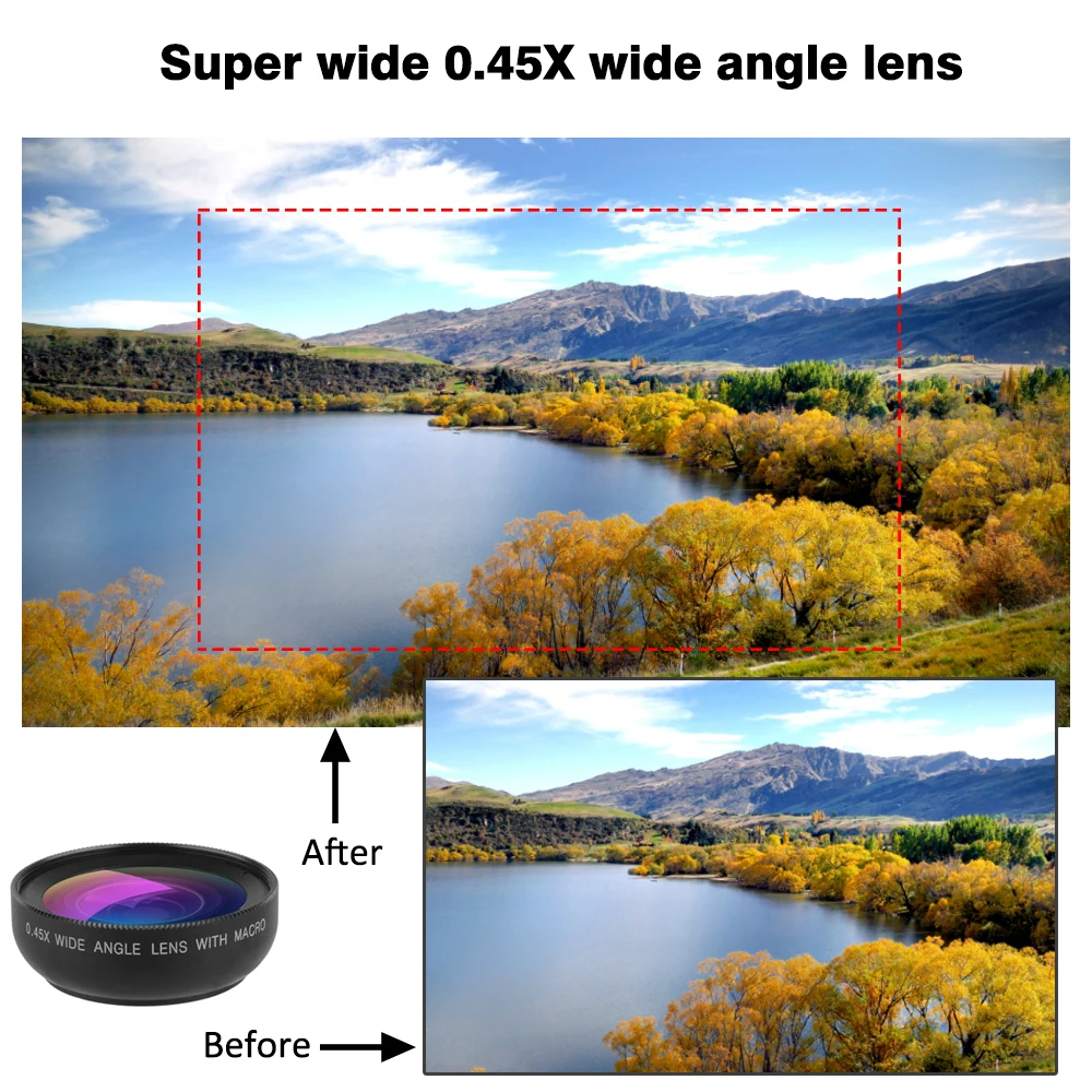Mcoplus 0.45X Obiettivo macro grandangolare 2 in 1 per HUAWEI Xiaomi IPhone 12 Pro Max 11 8 7 Plus 14 13 Pro 6Plus