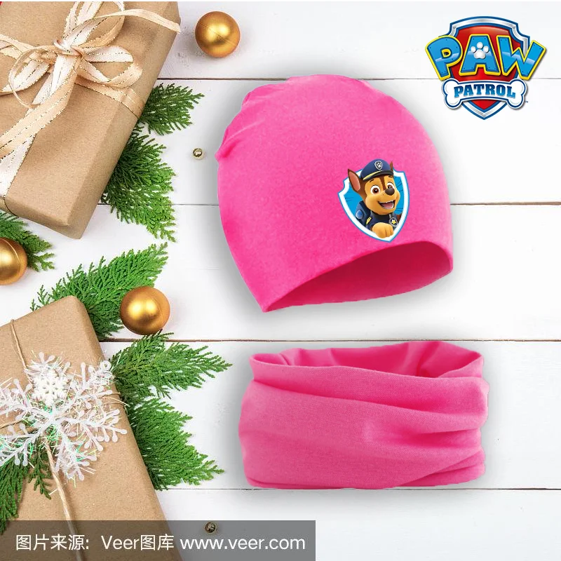 Chase Skye Winter Hat SET Paw Patrol Soft Woolen Cap Collar Suit Baby Cap Christmas Cute Gifts Children Birthday Boys Girls Gift