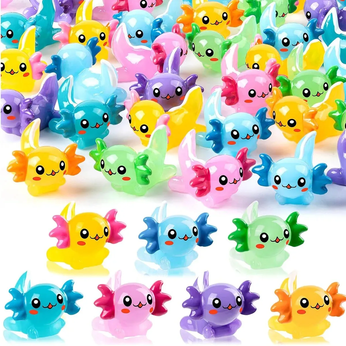 10pcs Cute Axolotl Miniatures Ambystoma Mexicanum Moss Microlandscape DIY Fish Tank Fairy Garden Decoration Accessories