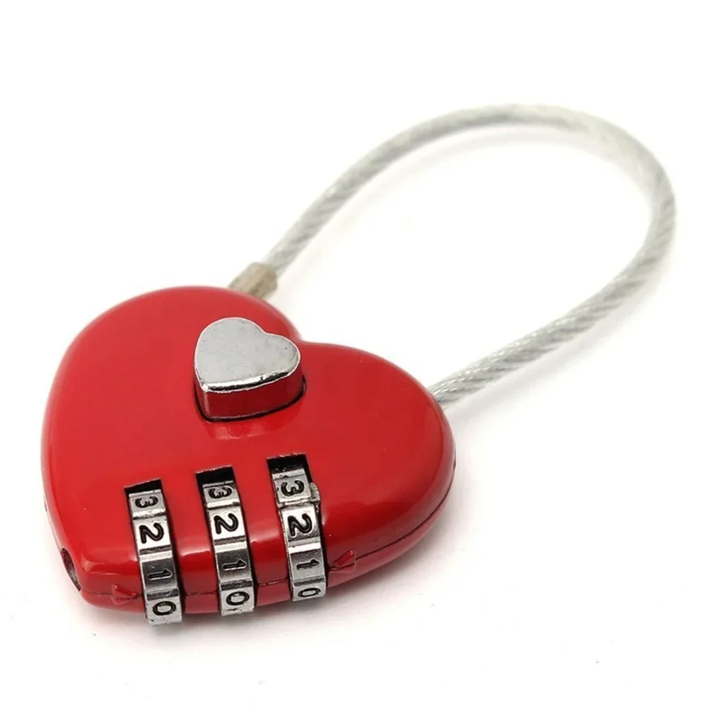 3 Digits Password Lock Security Small Suitcase Padlock Red Color Mini Padlocks Cute Resetable Combination Padlock Locking Tools