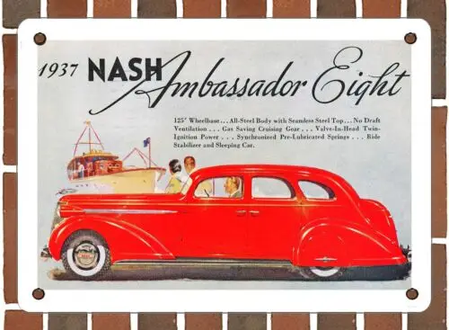 METAL SIGN - 1937 Nash Ambassador Eight - 10x14 Inches