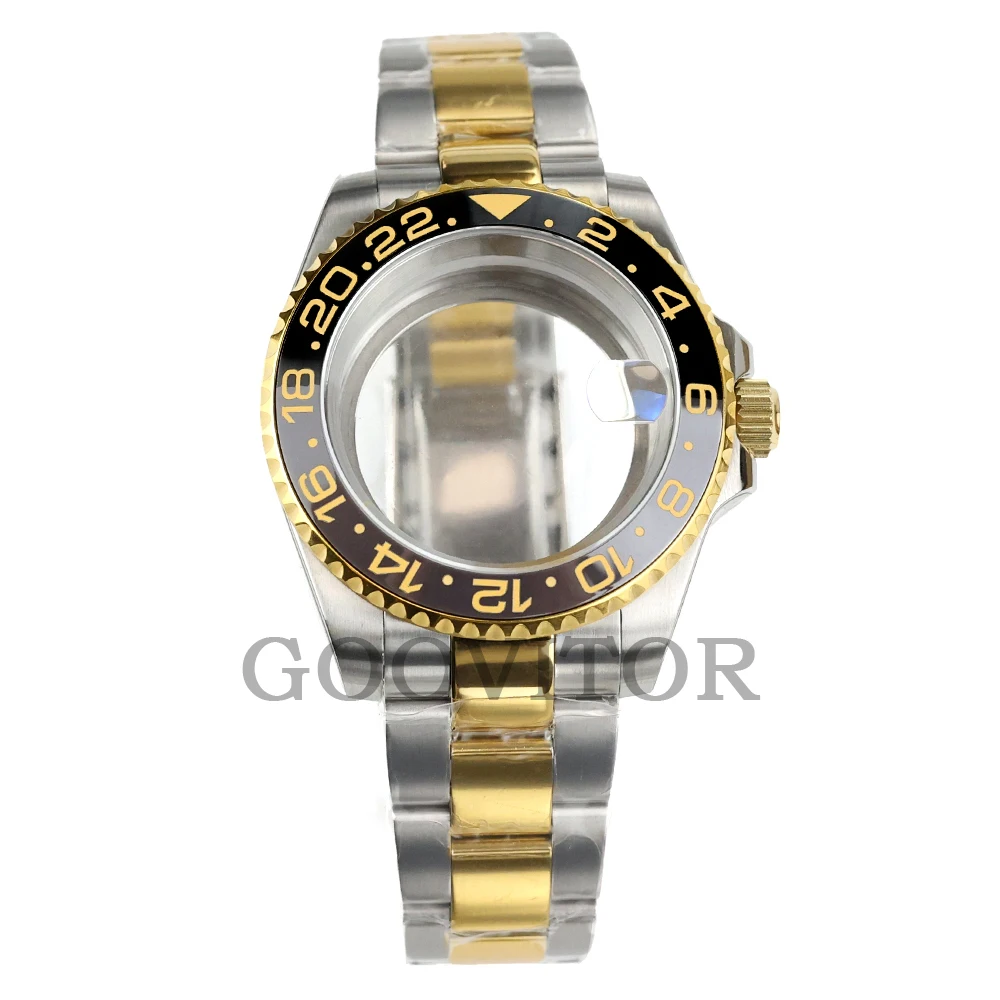 

Gold Silver Watch Case NH35 Sapphire Glass 40mm NH35 Case for GMT SUB NH34 NH35 NH36 movement 28.5mm Dial Oyster/Jubilee Strap