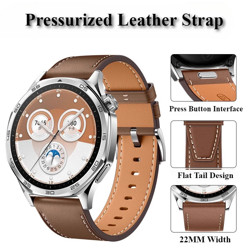 Оригинальный ремешок Huawei 22 мм из воловьей кожи, коричневый ремешок для часов HUAWEI Watch GT5 46 мм/Watch 5Pro 46 мм/GT4/GT3/GT2/GT3 Pro 46 мм